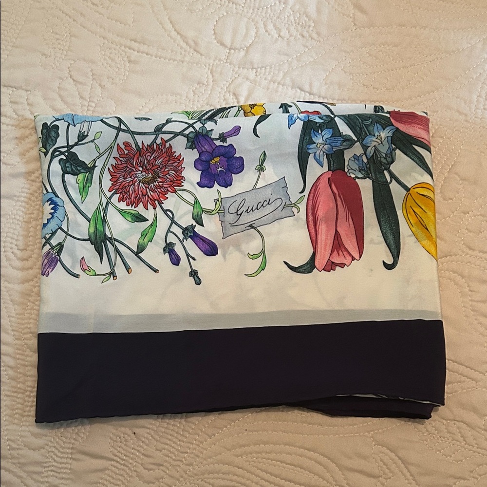 Gucci Multicolor Floral Silk Scarf
